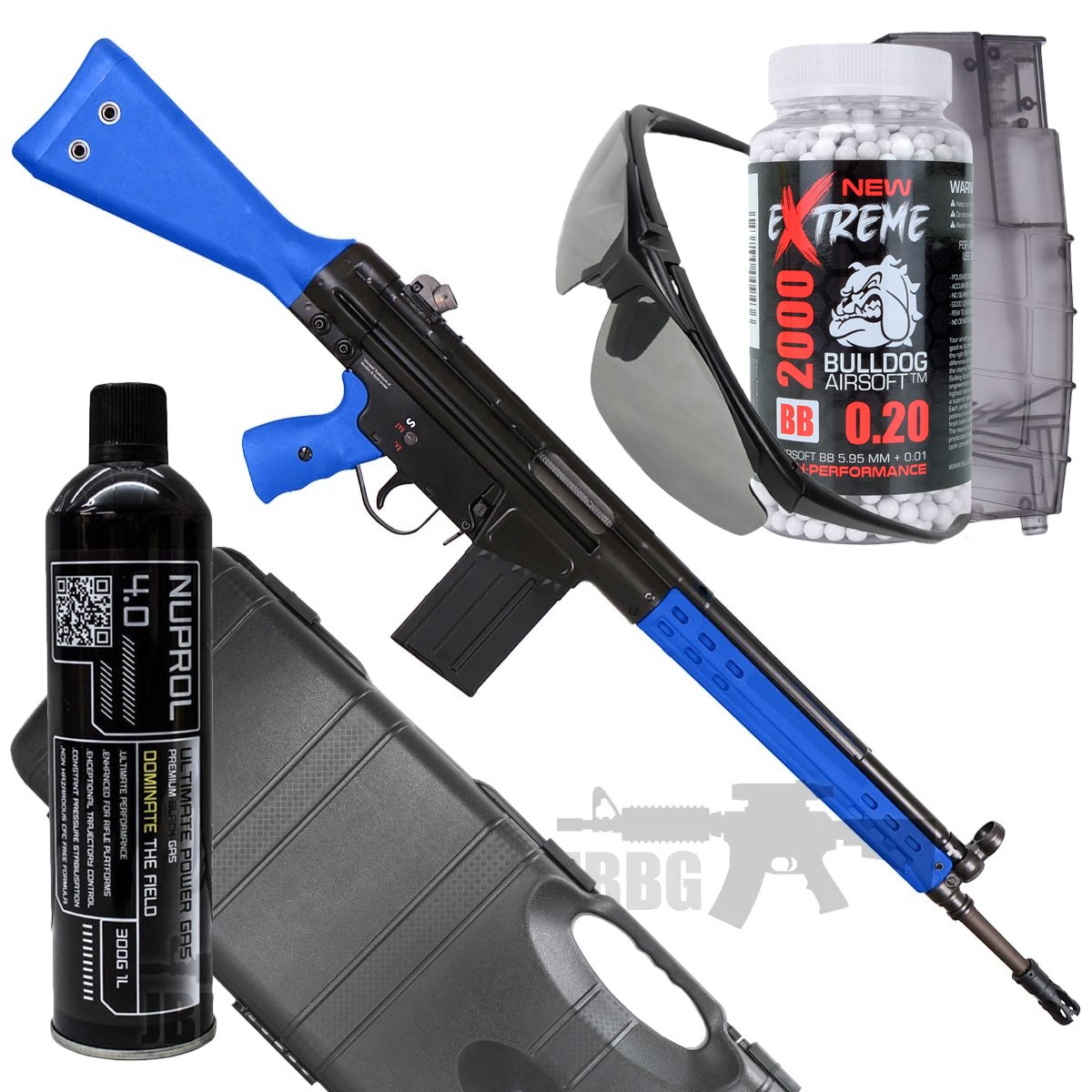 Bundle Offer H&K WE Licensed H&K G3A3 GBB Airsoft Rifle Set Blue 1