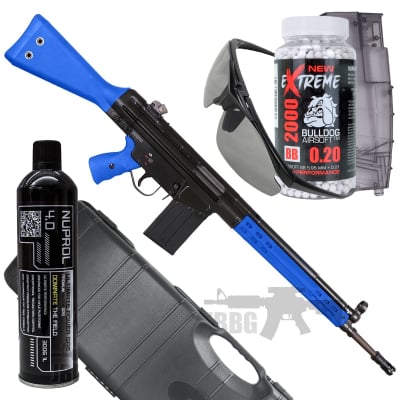 Bundle Offer H&K WE Licensed H&K G3A3 GBB Airsoft Rifle Set Blue 1