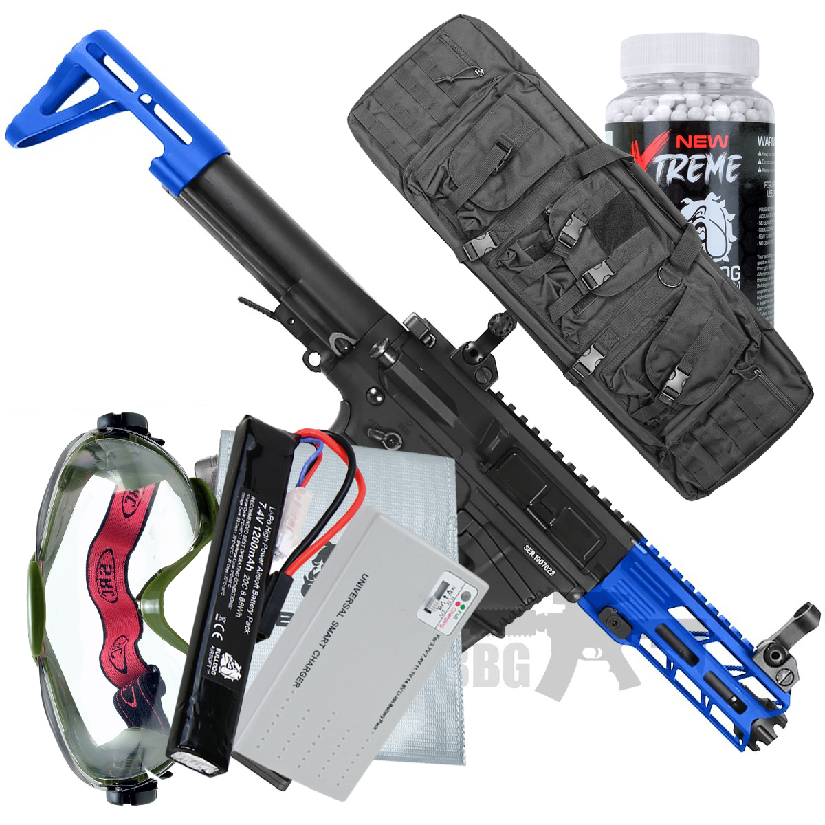 Bundle Offer Nemesis X9 PDW SMG AEG Airsoft Gun Classic Army Set Blue 222222