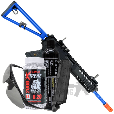 Bundle Offer WE PDW Gas Blowback 10″ Airsoft Rifle Set Blue 33