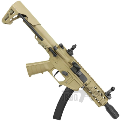 King Arms PDW 9mm SBR Shorty Airsoft AEG Rifle Tan