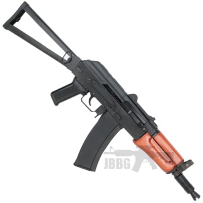 SR AK47U Gas Blowback Airsoft Rifle, Black and Wood
