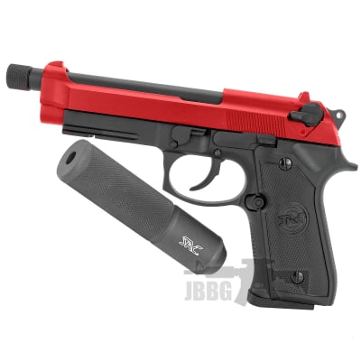 SR92 X2 Co2 Airsoft Pistol with Silencer Red