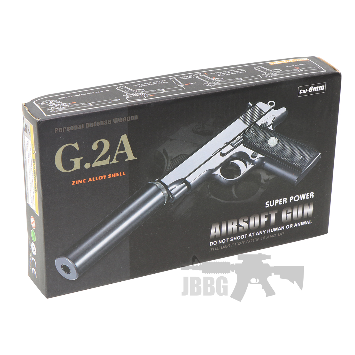 thumbnail image 2 of Galaxy G2A Full Metal Spring Airsoft Pistol - 1911 Style With Barrel Extension 2 of 5