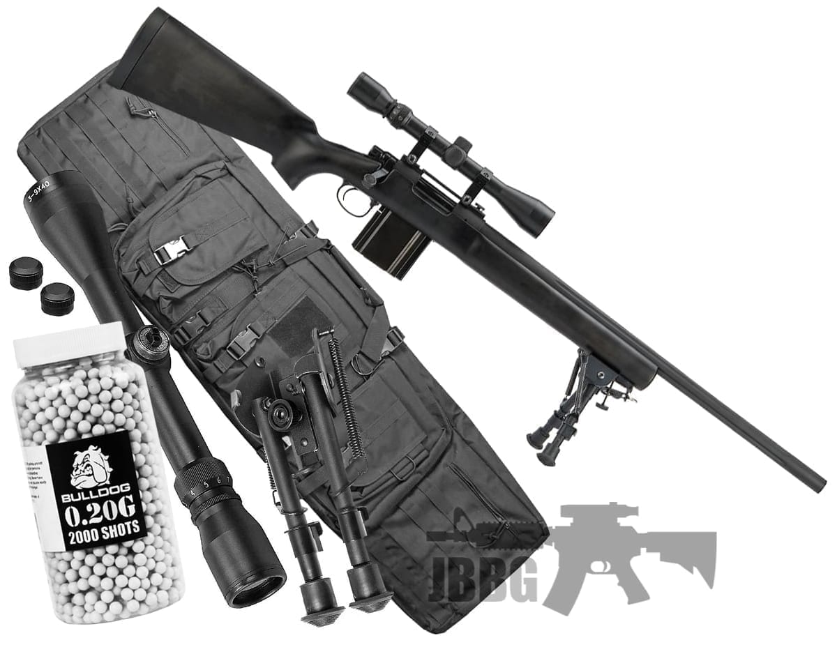Bundle Offer Airsoft Sniper Rifle King Arms M700 Special Offer Black