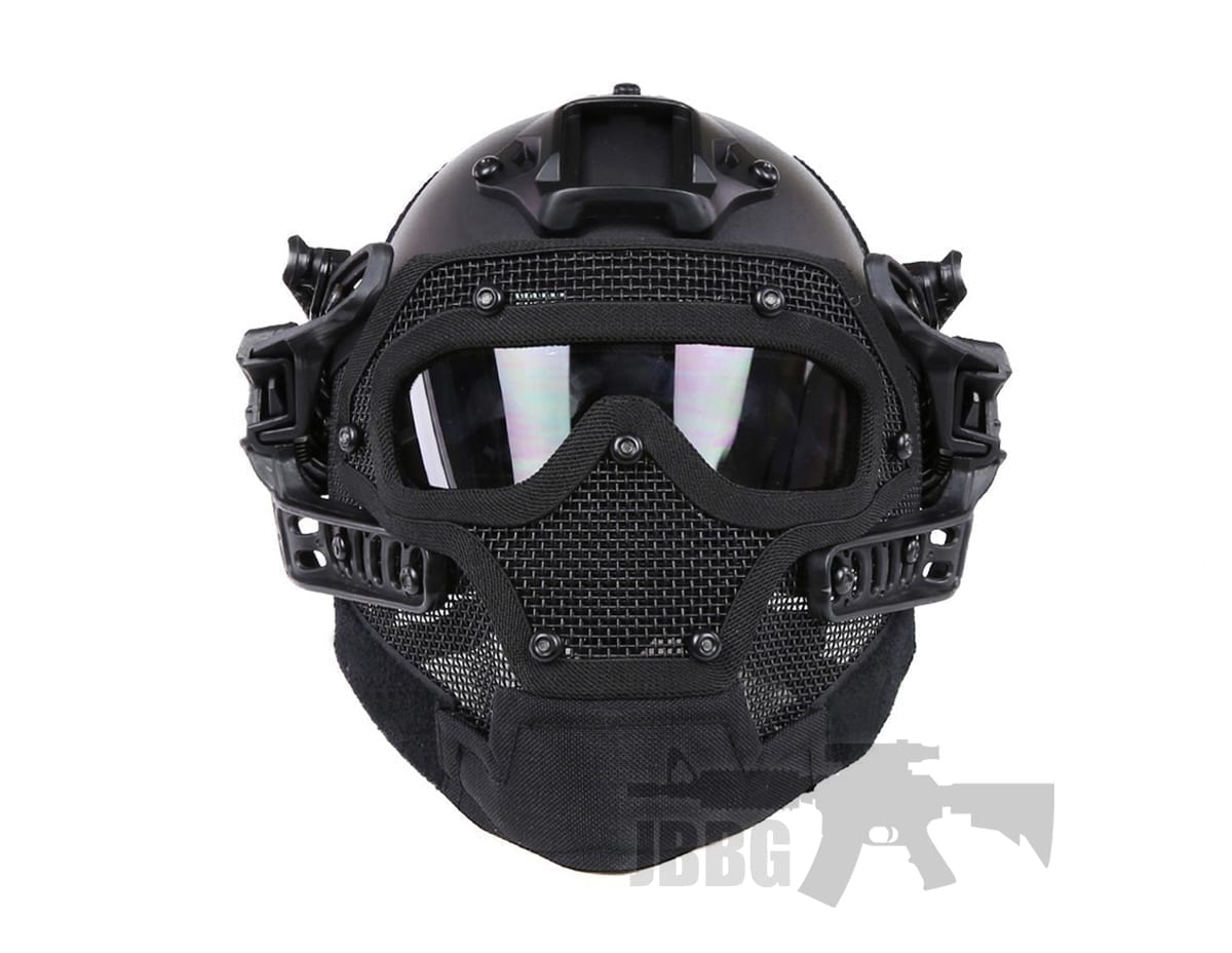 Tactical Fast PJ Type Helmet with Full Mask and Goggles for Airsoft Paintball CS Game 