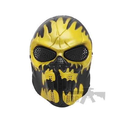 Gold Flame Skull Fun Mask