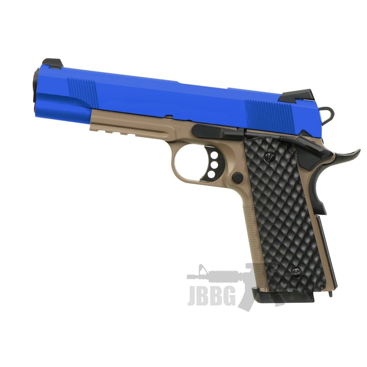 Raven MEU 1911 Airsoft GBB Pistol with Rail – TAN BLUE
