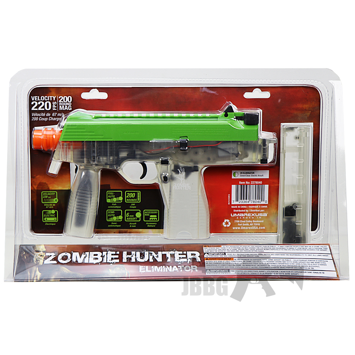 Zombie Hunter Elminator Can Fl Green Slide Airsoft Gun
