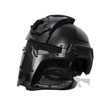 Medieval Iron Warrior Full Head Coverage Airsoft Helmet and Mask – BLACK