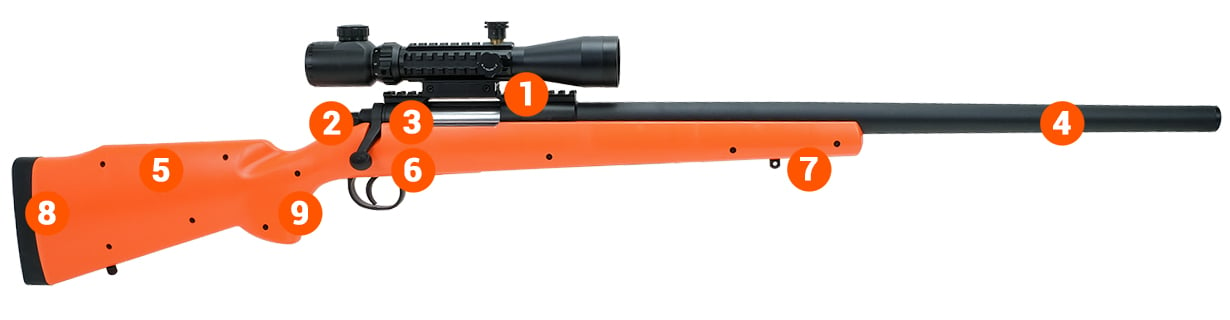 m61 Spring Airsoft Gun info ORANGE