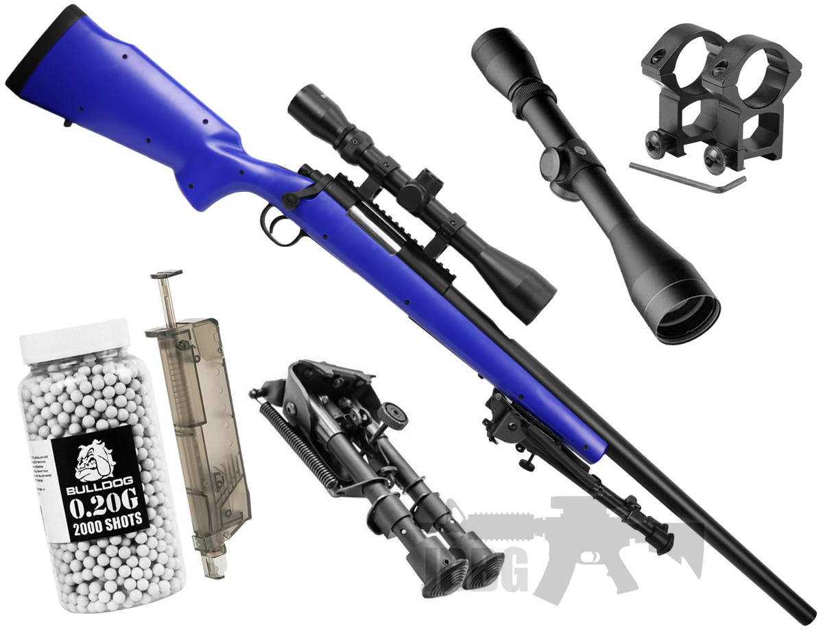 Bundle Offer Airsoft Sniper Rifle M61 Blue Just BB Guns