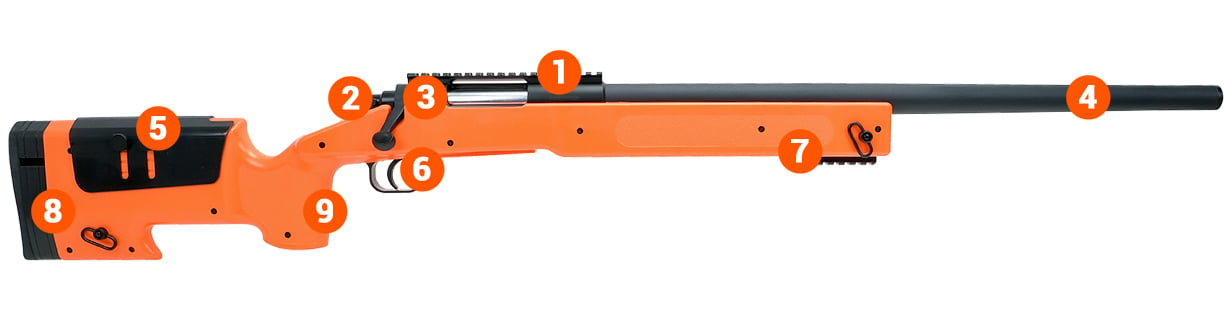 m62 Spring Airsoft Gun info ORANGE