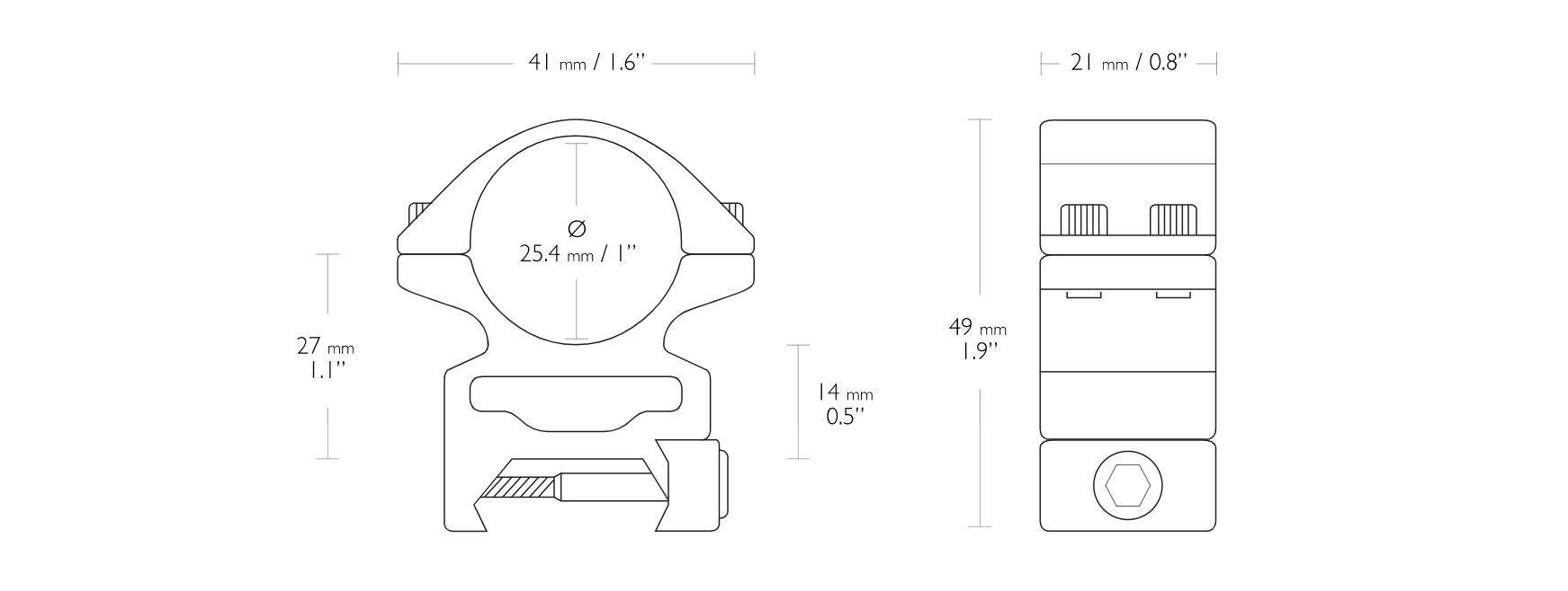 MATCH MOUNT 1″ (2 PIECE WEAVER HIGH)