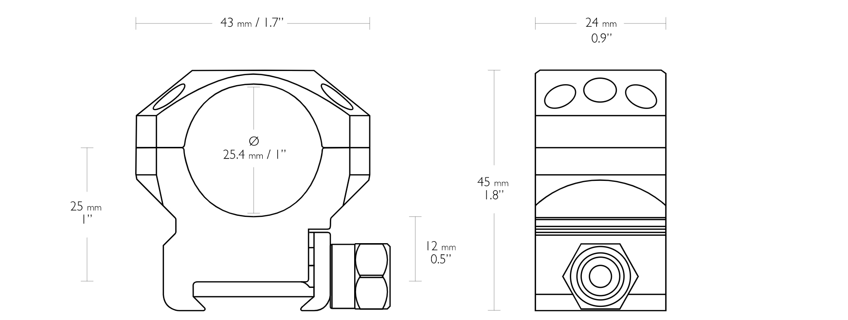 TACTICAL RING MOUNTS 1″ (2 PIECE WEAVER MEDIUM)
