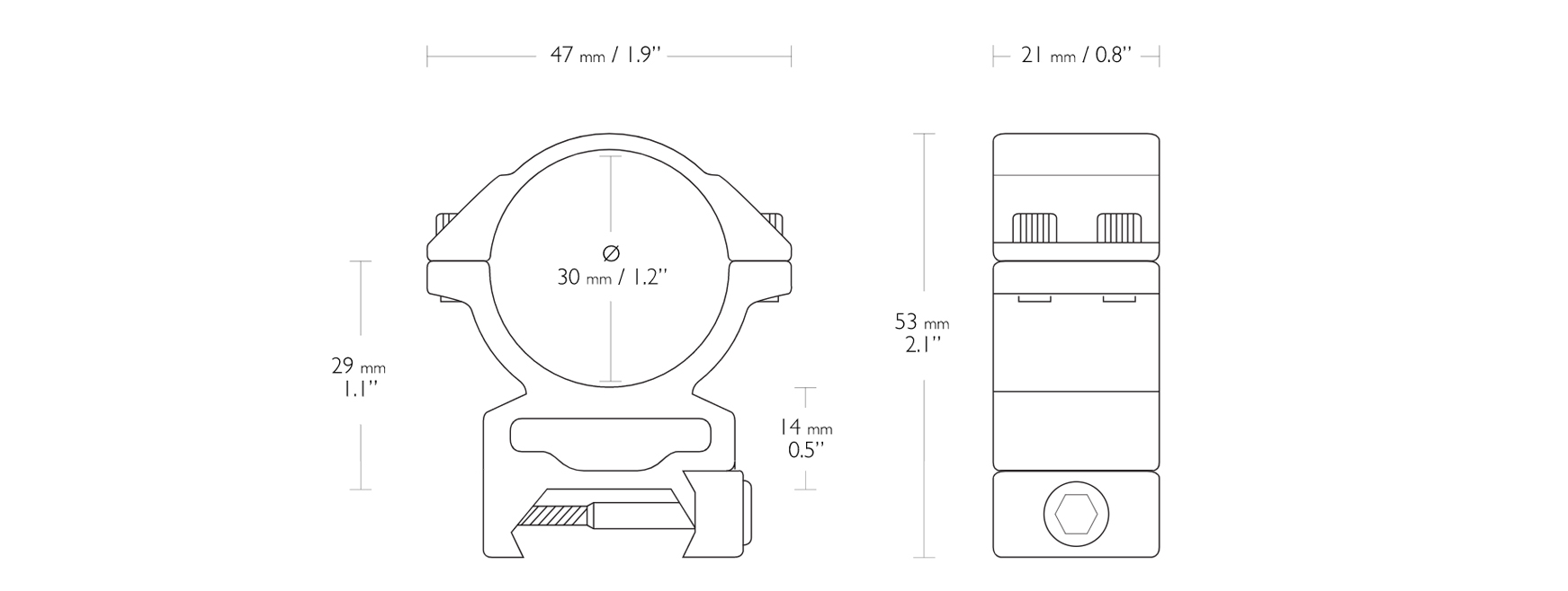 MATCH MOUNT 30MM (2 PIECE WEAVE HIGH)