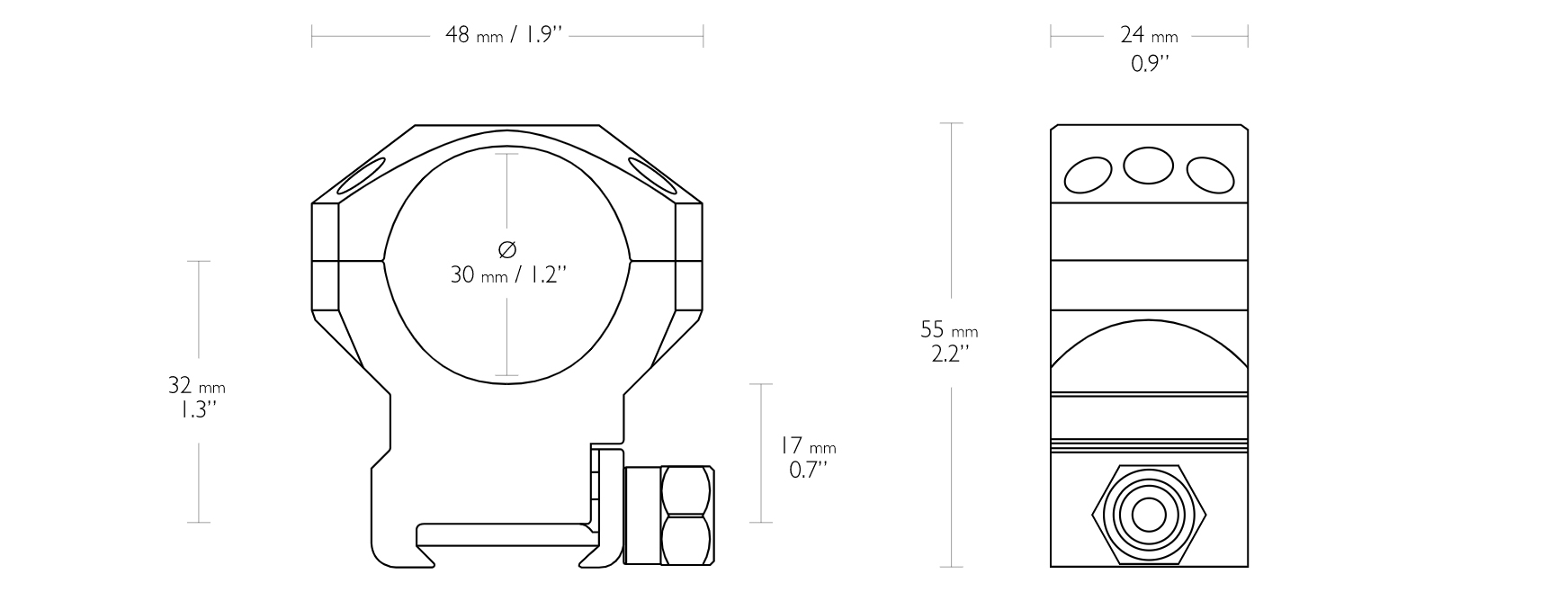 TACTICAL RING MOUNTS 1″ (2 PIECE WEAVER HIGH)