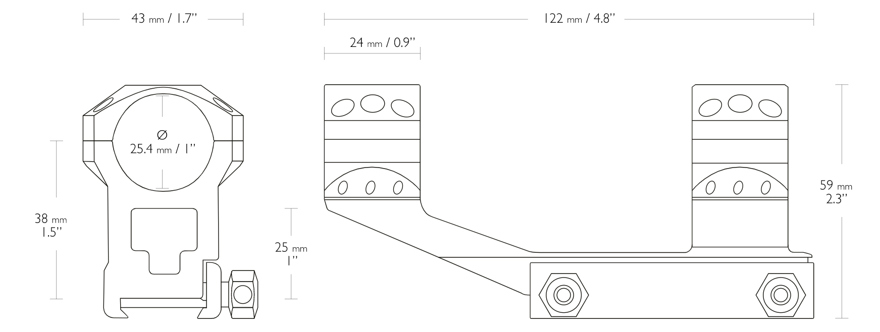 TACTICAL AR CANTILEVER MOUNT 1 DI