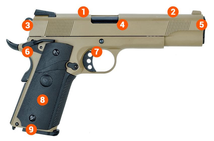 sr 1911 tan airsoft pistiol info