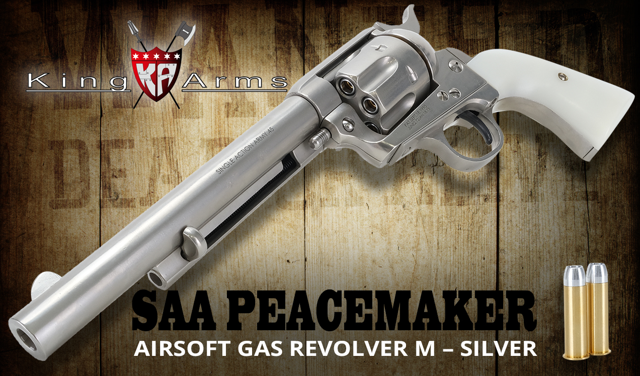 bb guns King Arms SAA 45 Peacemaker Airsoft Gas Revolver MM – Silver b1