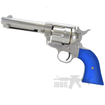 King Arms SAA .45 Peacemaker Airsoft Gas Revolver S - Silver / blue
