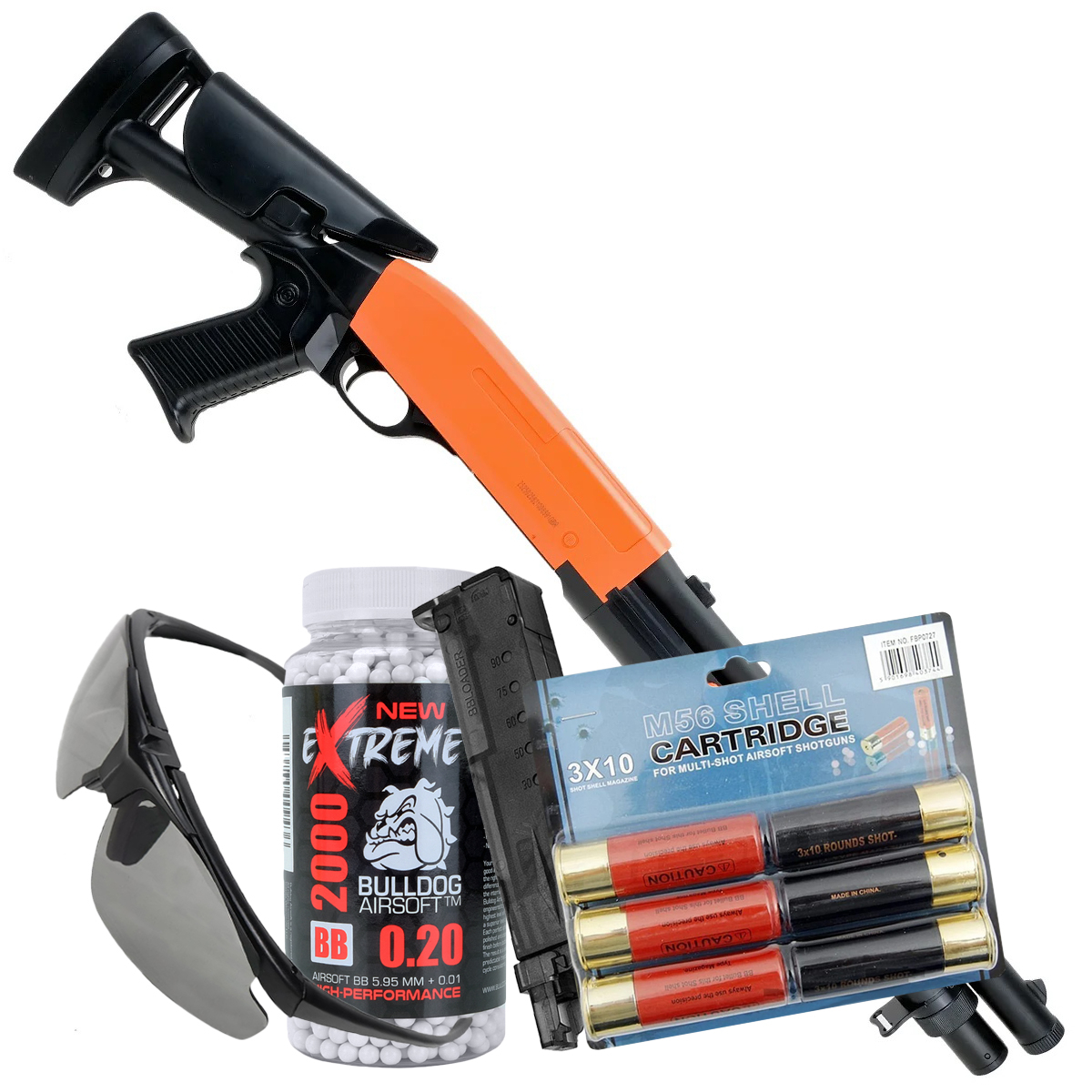 Bundle Offer M56C Airsoft Shotgun Set ornage 1