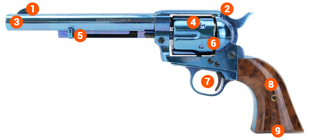 King Arms SAA 45 Peacemaker Airsoft Gas Revolver M – Blue Info 1