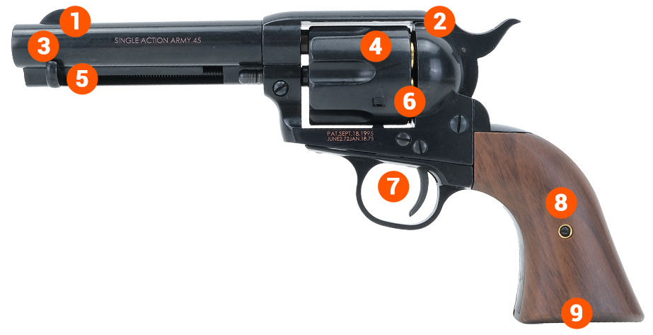 King Arms SAA 45 Peacemaker Airsoft Gas Revolver S BK2 – Info 1