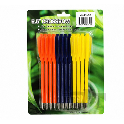 Man Kung 6,5 Inch Black Plastic Crossbow Bolts 12-Pack