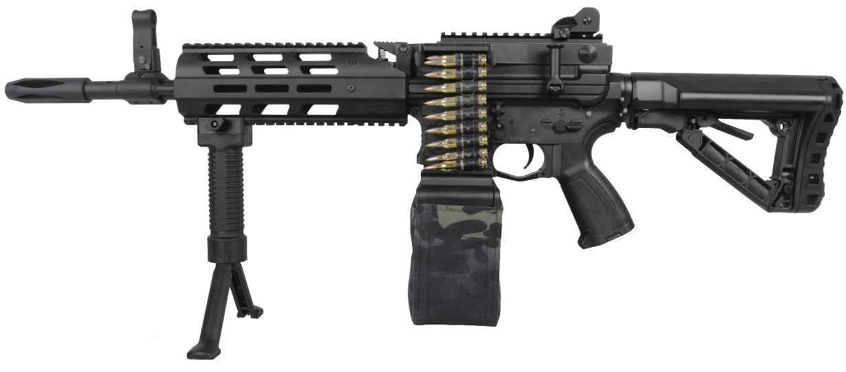 CM16 LMG AEG Rifle Black Camo W1
