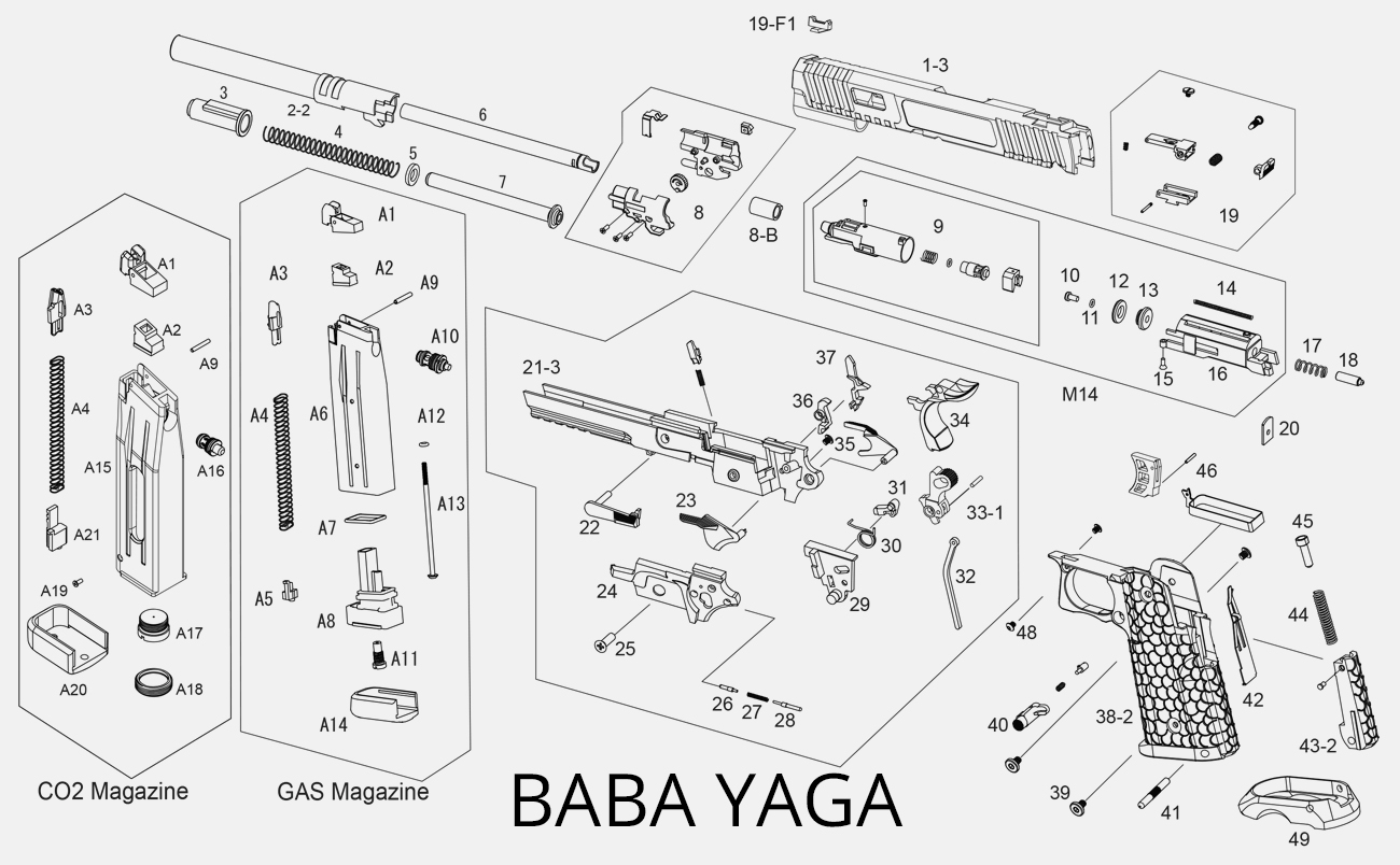 baba yaga schematic explosion drawing