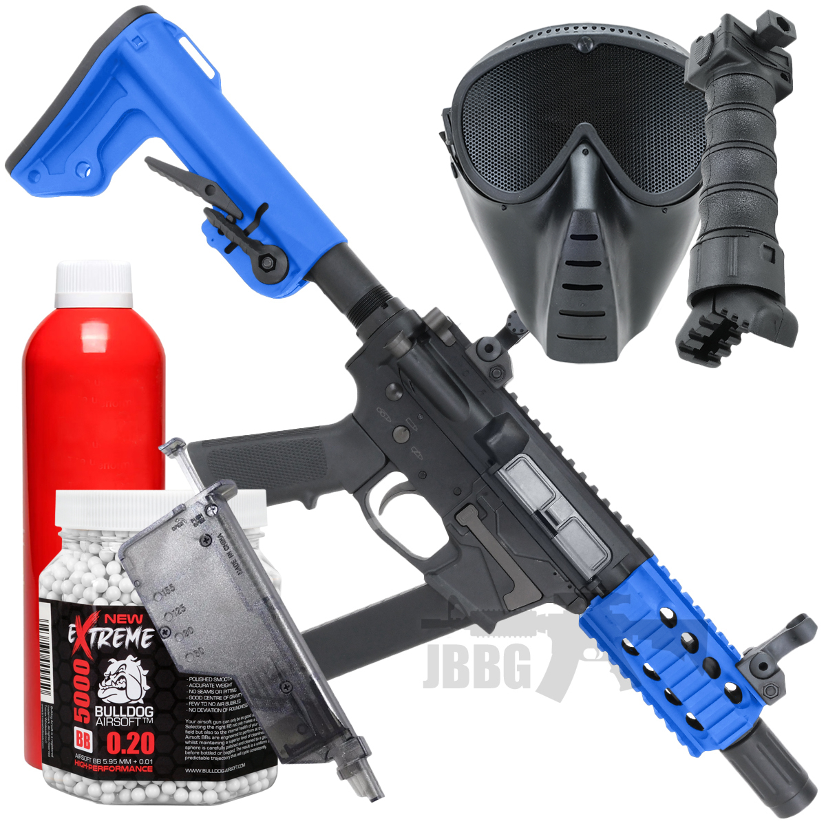 Bulldog TWS 9mm SBR Gas Blowback Lite Airsoft Gun Bundle
