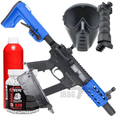 Bulldog TWS 9mm SBR Gas Blowback Lite Airsoft Gun Bundle