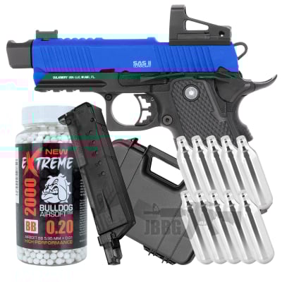 SAS II Ultralight Co2 Blowback Airsoft Pistol with MOS Red Dot System Bundle