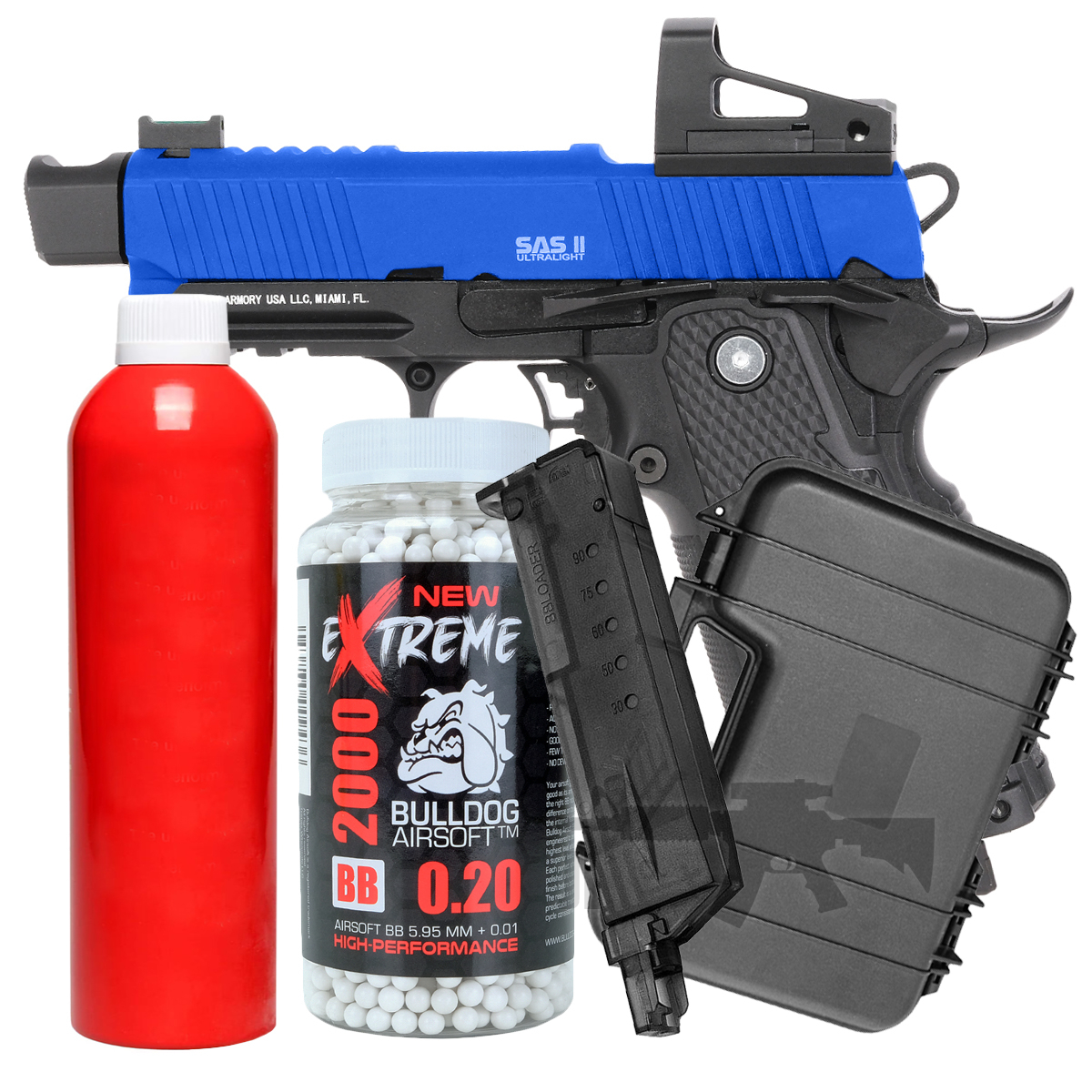 SAS II Ultralight Gas Blowback Airsoft Pistol with MOS Bundle