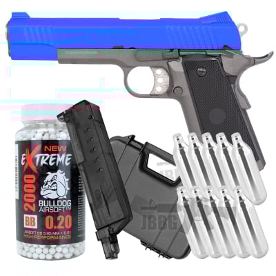 WELL G192 Co2 Zinc Alloy 1911 Airsoft Pistol Bundle
