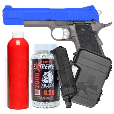 WELL G192 Gas Zinc Alloy 1911 Airsoft Pistol Bundle