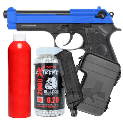 WELL G195 Gas M9 Airsoft Pistol Full Metal Bundle