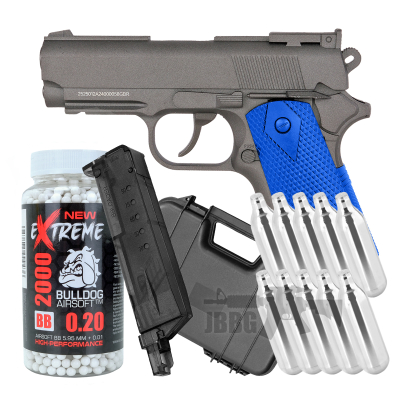 WELL G291 Co2 Zinc Alloy 1911s Airsoft Pistol Bundle