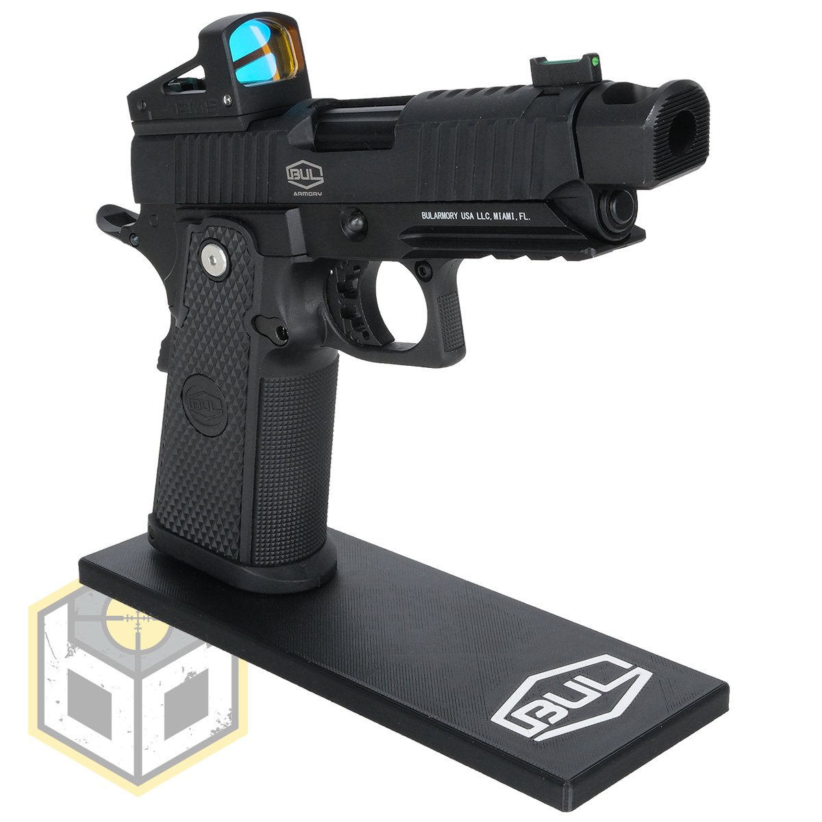 Bull pistol stand with logo 7 jpg