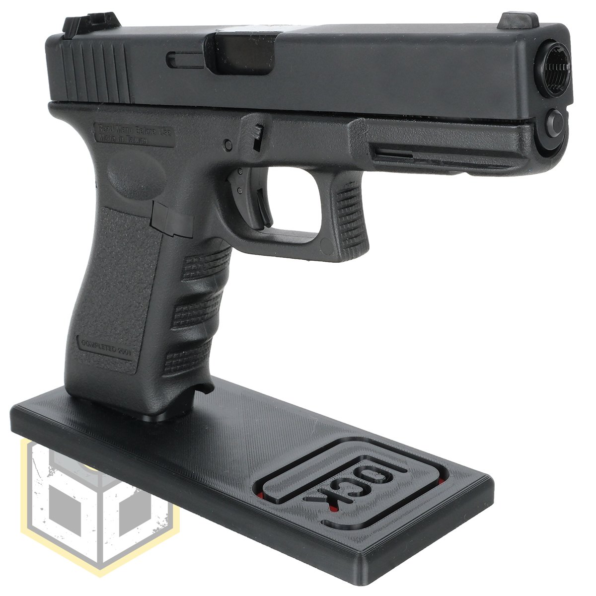 Glock Pistol Stand with Red Logo 6 jpg