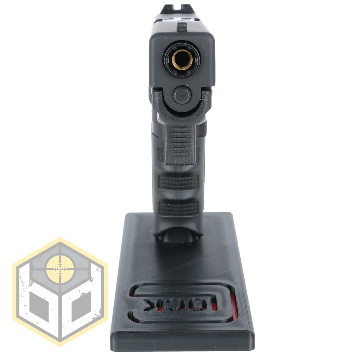 Glock Pistol Stand with Red Logo 8 jpg