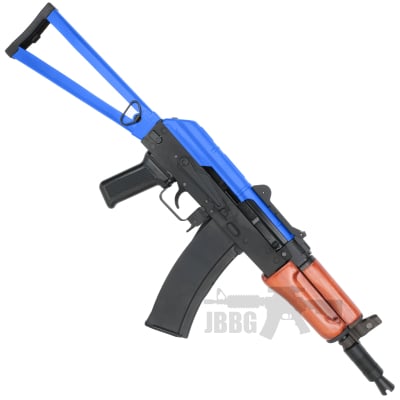 SR AK47U Gas Blowback Airsoft Rifle, Blue Two-Tone