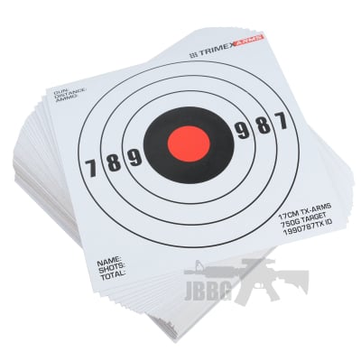 100 Card Targets 17cm Square White Trimex Arms
