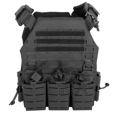 Tactical Plate Carrier Vest, Quick Release MOLLE Laser Cut Black V020