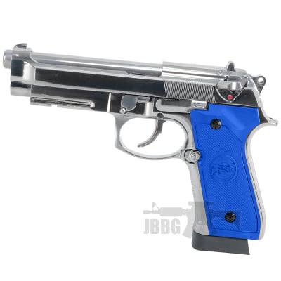 SR-92 A1 Silver Co2 Blowback Airsoft Pistol Blue