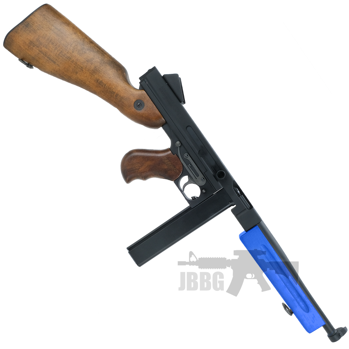King Arms Thompson M1A1 Military Real Wood AEG Airsoft Gun Two-Tone Blue