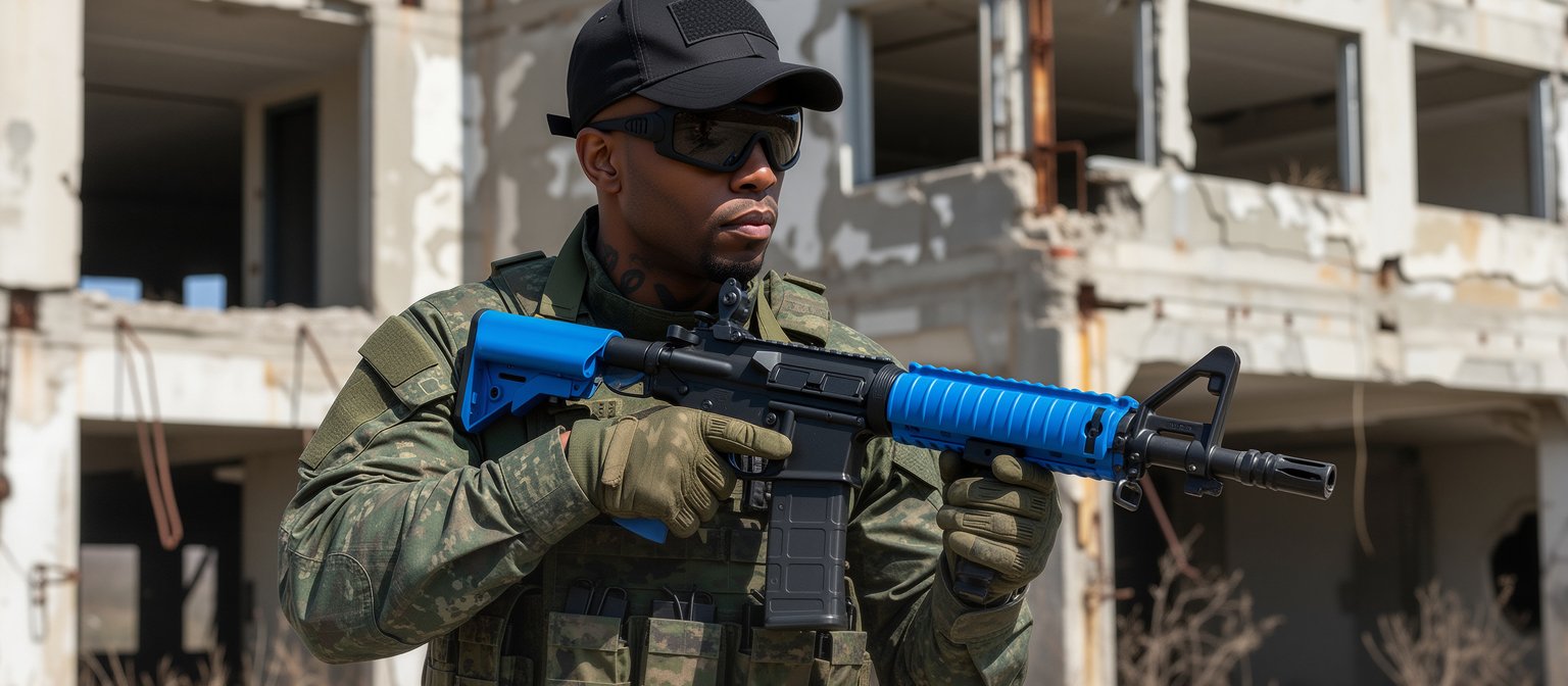 Nuprol Delta Pioneer Sopmod Airsoft Gun AEG Two-Tone Blue