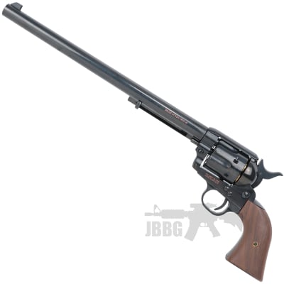 King Arms SAA .45 Peacemaker Airsoft Gas Revolver L Single-Action 11 inch Barrel - Black Electroplated