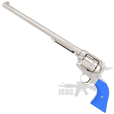 King Arms SAA .45 Peacemaker Airsoft Gas Revolver L Single-Action 11 inch Barrel - Two-Tone Silver